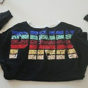 Rainbow sequined PINK sweatshirt